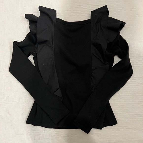 Veronica Beard Gidea Ruffled Poplin Top - Picture 2 of 5